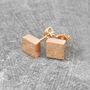 Disc Square Gold Plated And Silver Stud Earrings, thumbnail 2 of 6