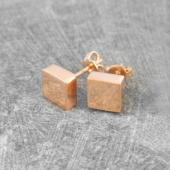 Disc Square Gold Plated And Silver Stud Earrings, 2 of 6