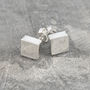Disc Square Gold Plated And Silver Stud Earrings, thumbnail 3 of 6