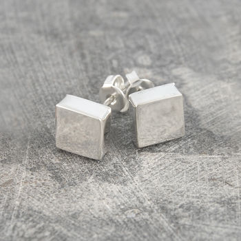 Disc Square Gold Plated And Silver Stud Earrings, 3 of 6