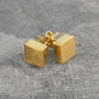 Disc Square Gold Plated And Silver Stud Earrings, thumbnail 4 of 6