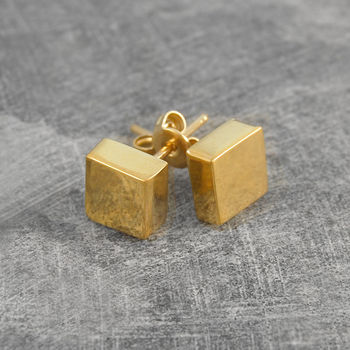 Disc Square Gold Plated And Silver Stud Earrings, 4 of 6