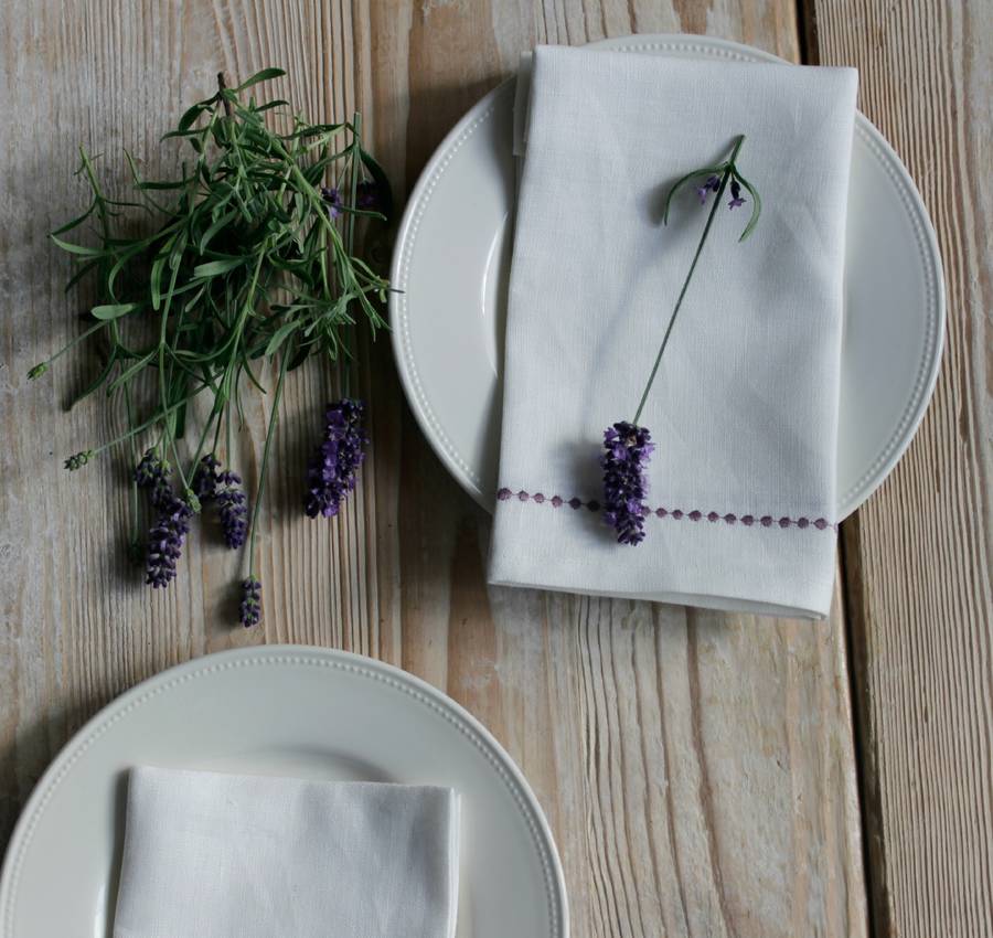 linen embroidered napkin by home address