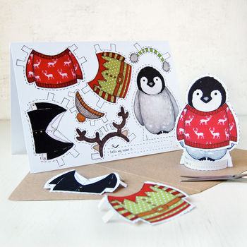 Dress Up A Penguin Christmas Card, 4 of 12