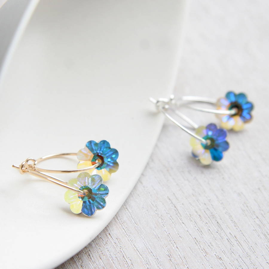 Flower Hoops Elaborated With Swarovski Crystals By Myhartbeading Flower Hoops Elaborated With Swarovski Crystals