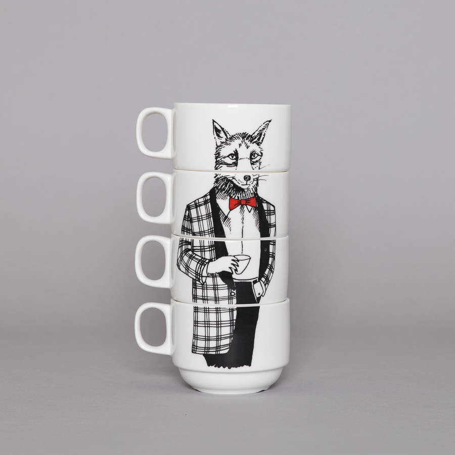 mr fox stacking coffee cups by jimbobart