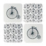Set Of Four Penny Farthing Coasters, thumbnail 1 of 4