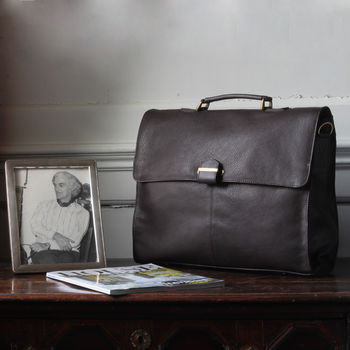 mens leather briefcase with shoulder strap