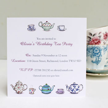 Personalised Tea Party Invitations, 2 of 6