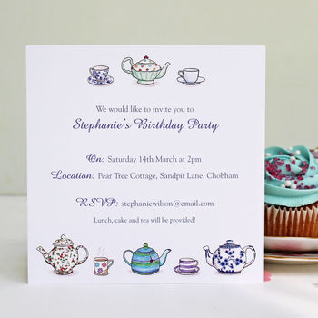 Personalised Tea Party Invitations, 3 of 6