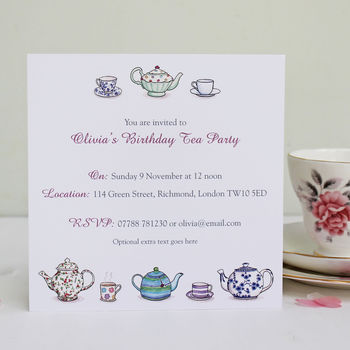 Personalised Tea Party Invitations, 4 of 6