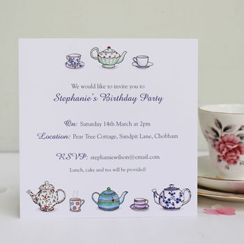 Personalised Tea Party Invitations, 5 of 6