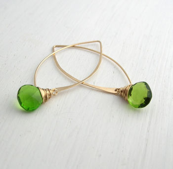 Long Peridot Quartz Earrings, 2 of 5