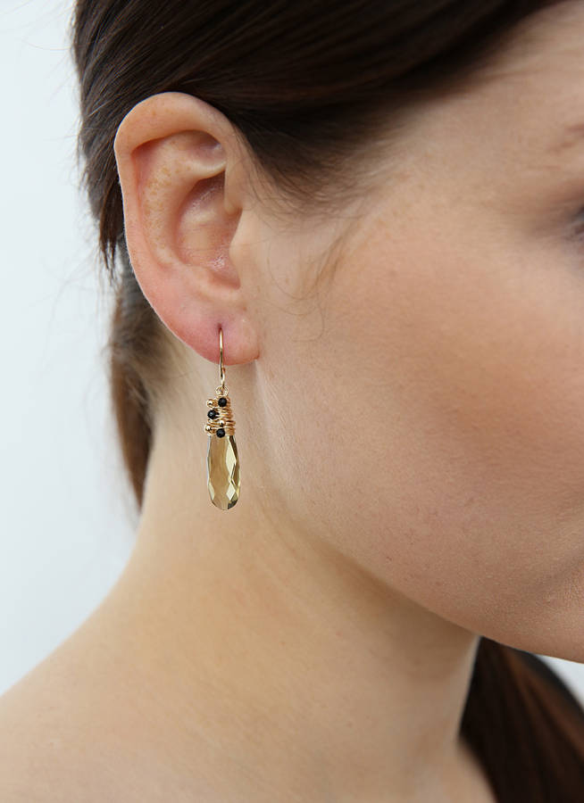 Brandy Quartz Long Drop Earrings By Sarah Hickey