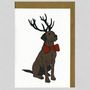 Illustrated Chocolate Labrador Deer Blank Card, thumbnail 1 of 2