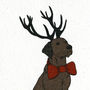 Illustrated Chocolate Labrador Deer Blank Card, thumbnail 2 of 2