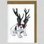 Illustrated French Bulldog Deer Blank Card, thumbnail 1 of 2