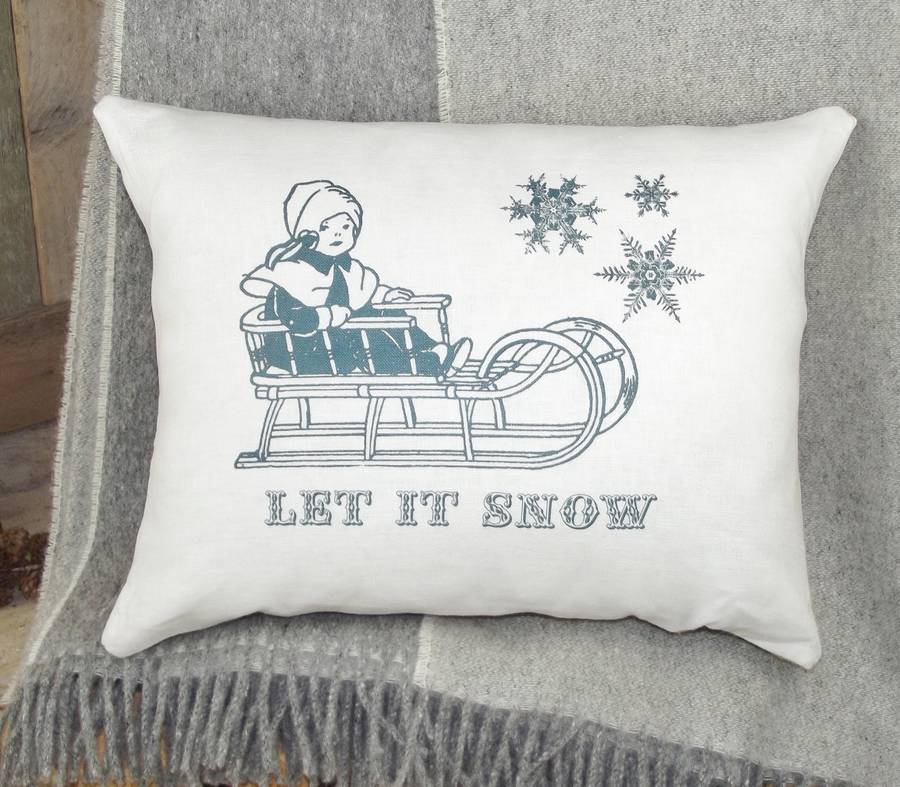 let it snow linen cushion by rustic country crafts let it snow linen cushion by rustic country crafts