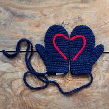 Hidden Heart Crochet Mittens, 9 of 10