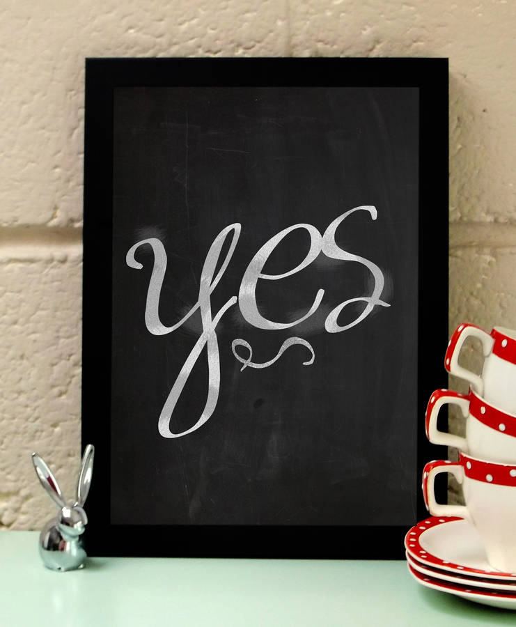'yes' inspirational typographic art print by blue fox prints