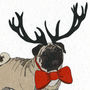 Illustrated Tan Pug Deer Blank Card, thumbnail 2 of 2