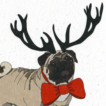 Illustrated Tan Pug Deer Blank Card, 2 of 2