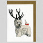 Illustrated Westie Deer Blank Card, thumbnail 1 of 2