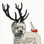 Illustrated Westie Deer Blank Card, thumbnail 2 of 2