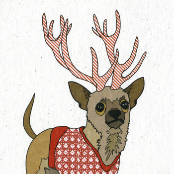 Illustrated Chihuahua Deer Blank Card, 2 of 2