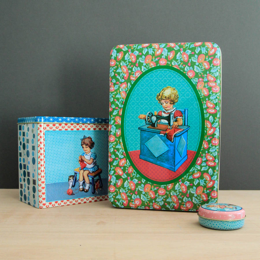 Large Vintage Style Storage Tin By Berylune