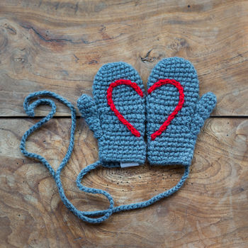 Hidden Heart Crochet Mittens, 8 of 10