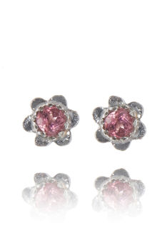 Tourmaline Flower Stud Earrings In 925 Sterling Silver, 7 of 9