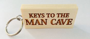 'Keys To The Man Cave' Keyring Can Be Personalised, 2 of 5