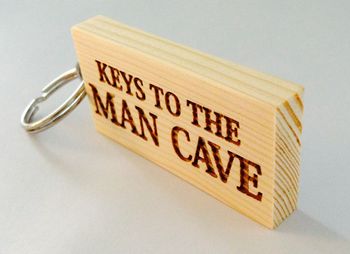 'Keys To The Man Cave' Keyring Can Be Personalised, 3 of 5