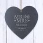 Mr And Mrs Personalised Slate Heart, thumbnail 1 of 2