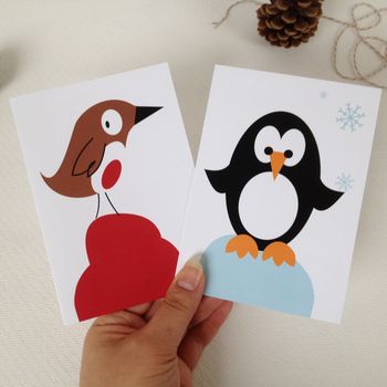 Penguin, Robin, Ant And Ladybird Christmas Card Pack, 4 of 5