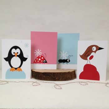 Penguin, Robin, Ant And Ladybird Christmas Card Pack, 5 of 5