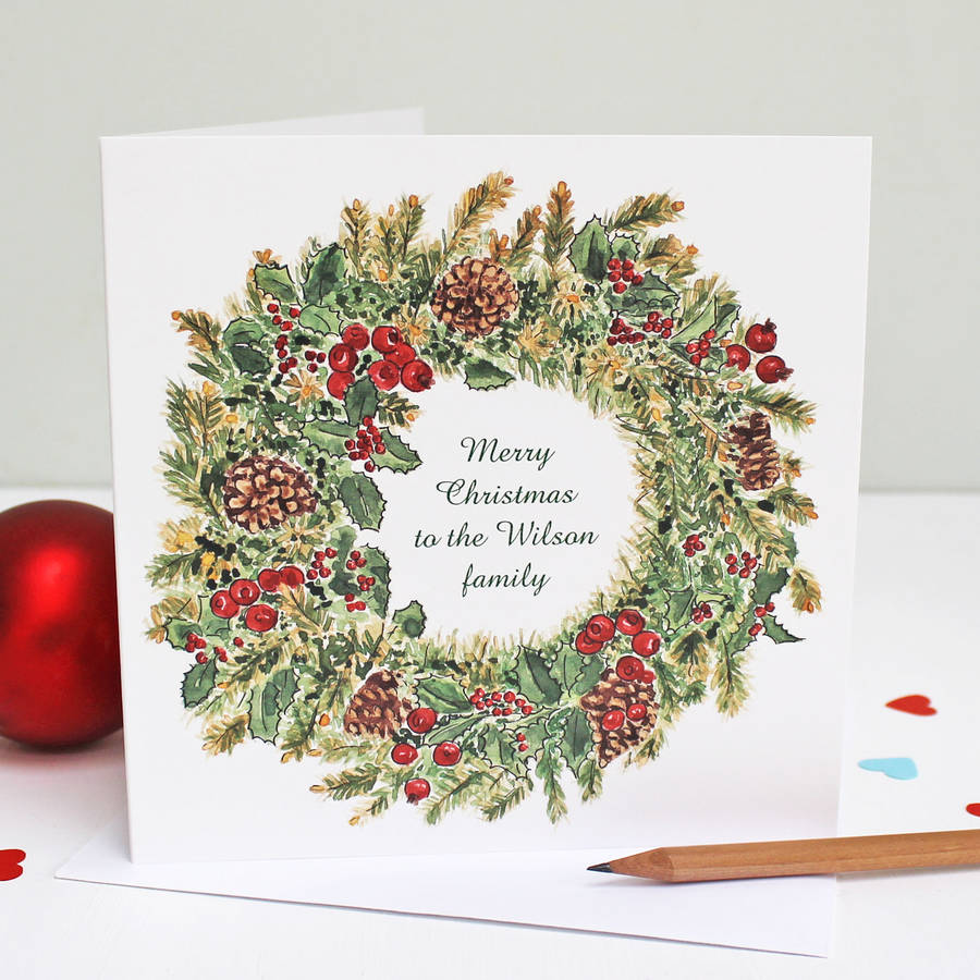 Personalised Wreath Christmas Card By Martha Brook | notonthehighstreet.com