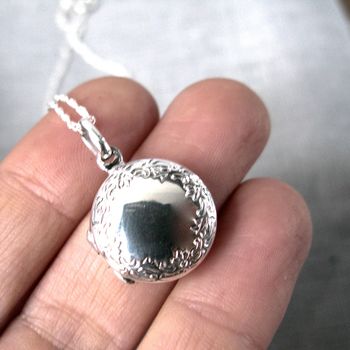 Sterling Silver Round Locket Necklace, 3 of 9