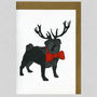 Illustrated Black Pug Deer Blank Card, thumbnail 1 of 2