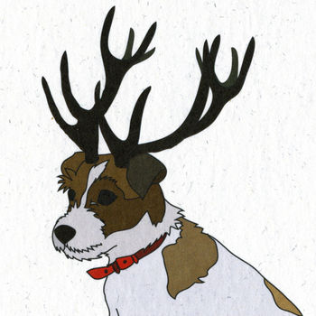 Illustrated Jack Russell Deer Blank Card, 2 of 2