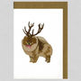 Illustrated Party Pomeranian Deer Blank Card, thumbnail 1 of 2