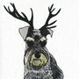 Illustrated Schnauzer Deer Blank Card, thumbnail 2 of 2