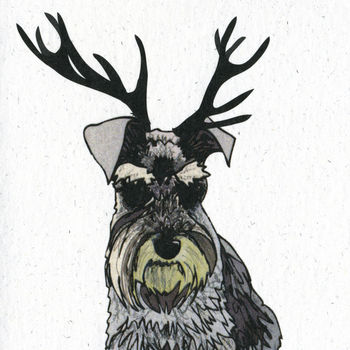 Illustrated Schnauzer Deer Blank Card, 2 of 2