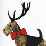 Illustrated Airedale Deer Blank Card, thumbnail 2 of 2