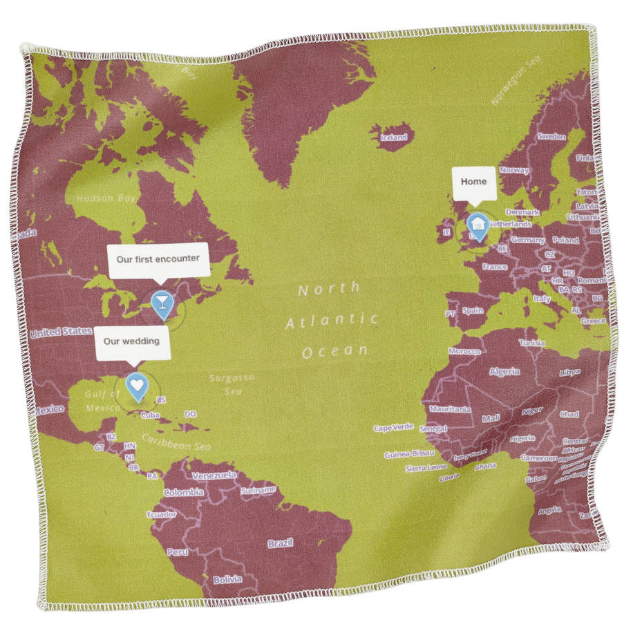 Silk Pocket Square Personalised Map By MW Studio