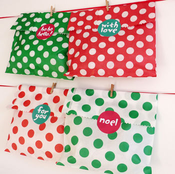 Spotty Christmas Party Bags And Stickers, 5 of 8