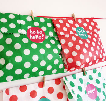 Spotty Christmas Party Bags And Stickers, 2 of 8