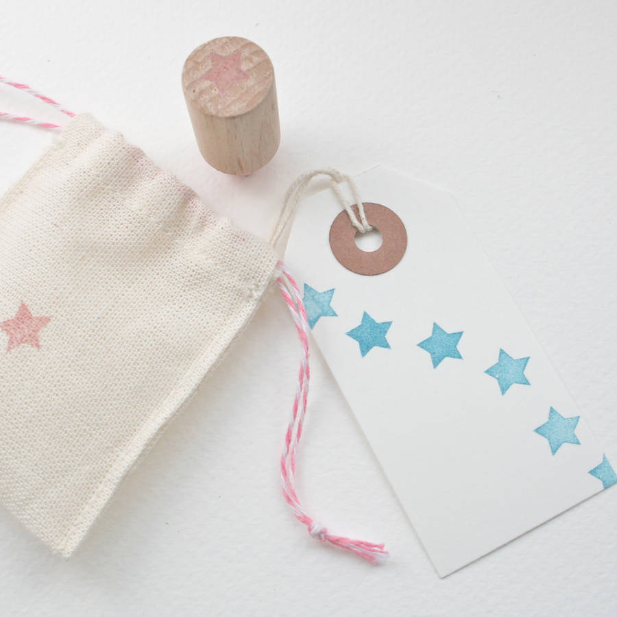 Tiny Star Rubber Stamp Wooden Mount By Little Stamp Store