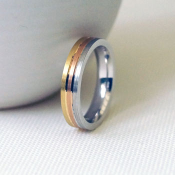 18ct Gold Striped Wedding Ring By SALLYANNE LOWE | notonthehighstreet.com